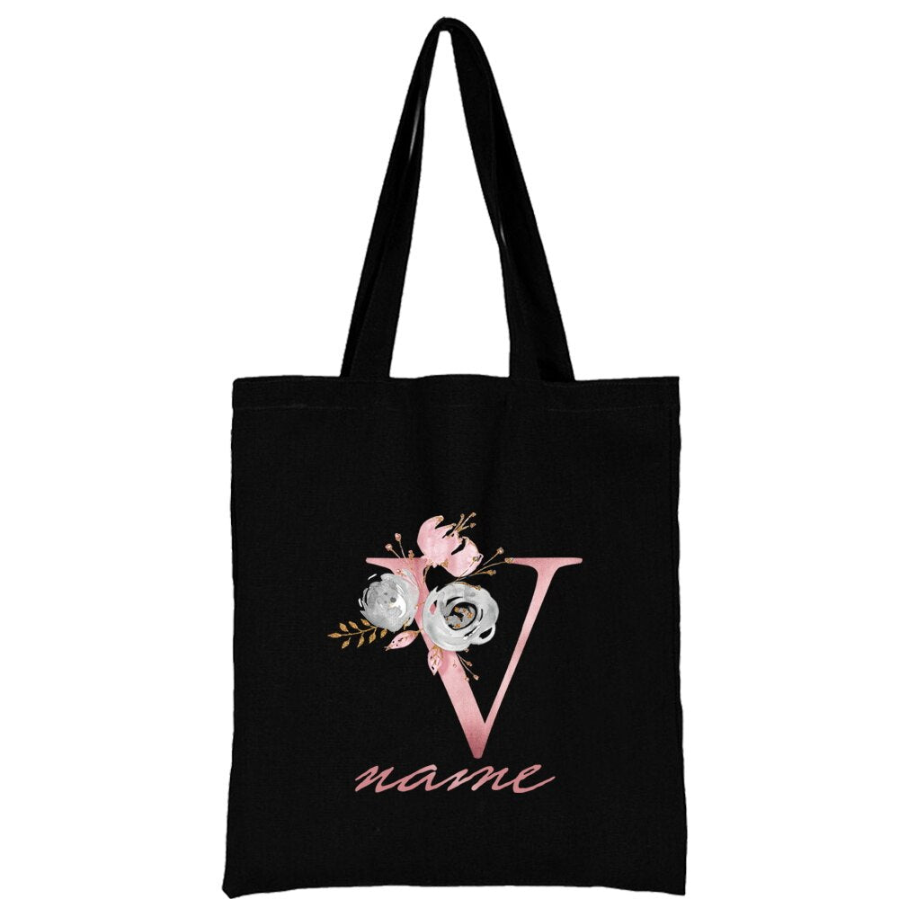 Flower Letter Customize Casual Tote Bag