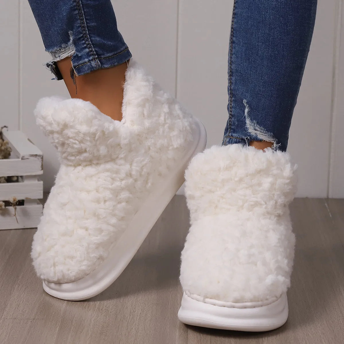 Women Warm Fur Slippers Snow Boots Fluffy Footwear