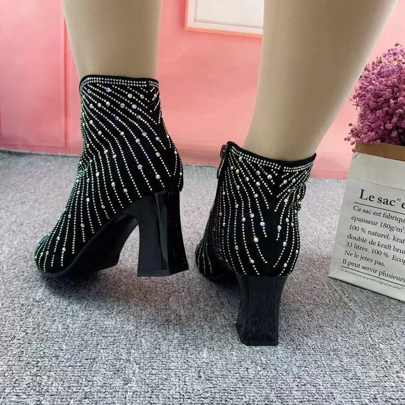 Women Autumn/Winter Fashion Rhinestone Ankle Boots