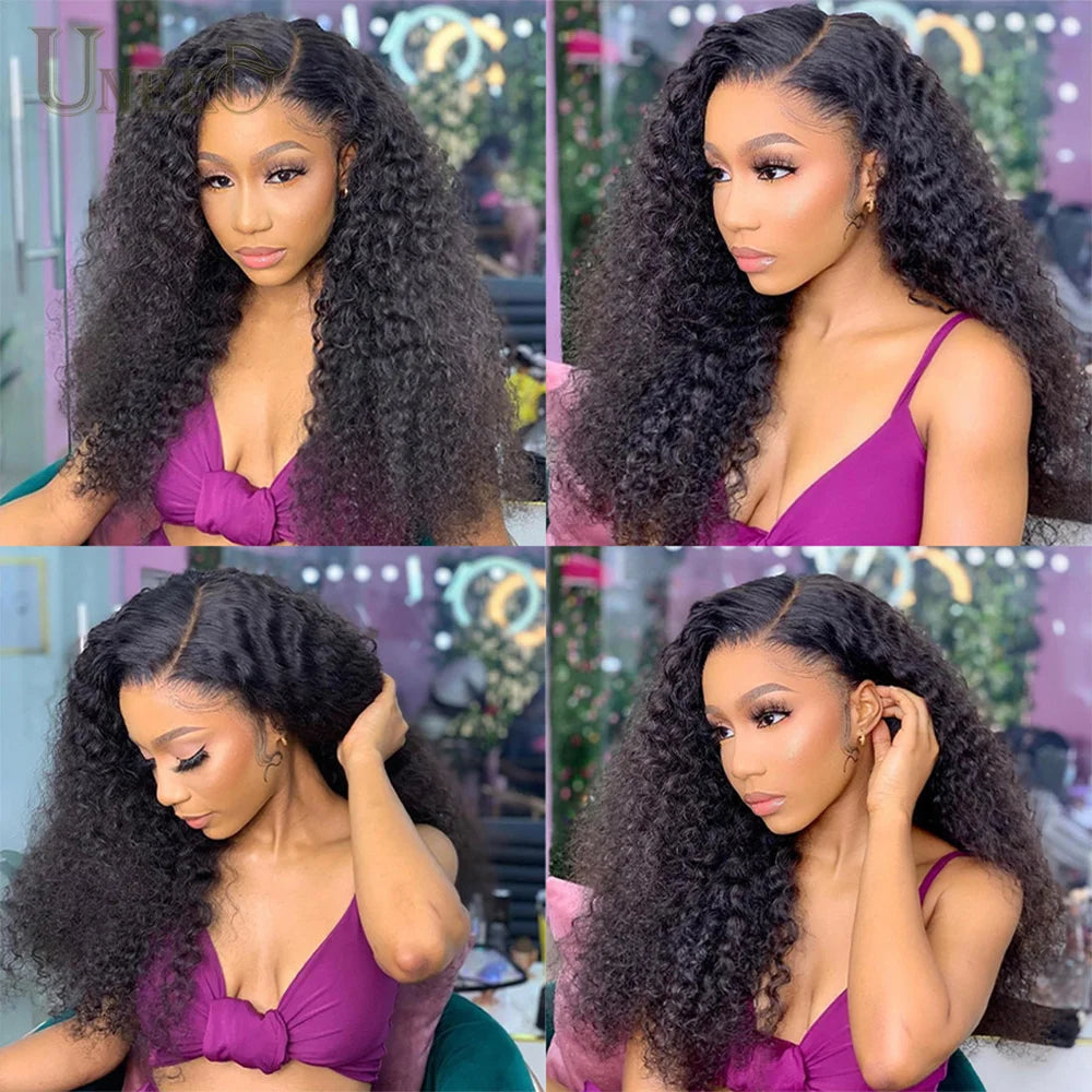 "Mongolian Kinky Curly 13x4 Lace Front Wig 180 Density"