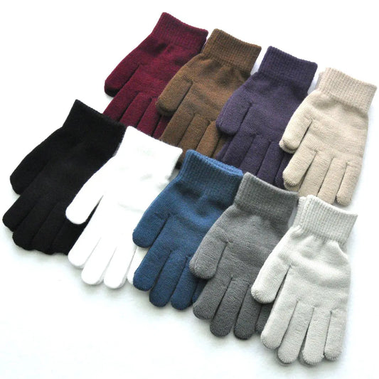 Winter Knitted Plush Gloves Full Finger Mittens Cycling Gloves