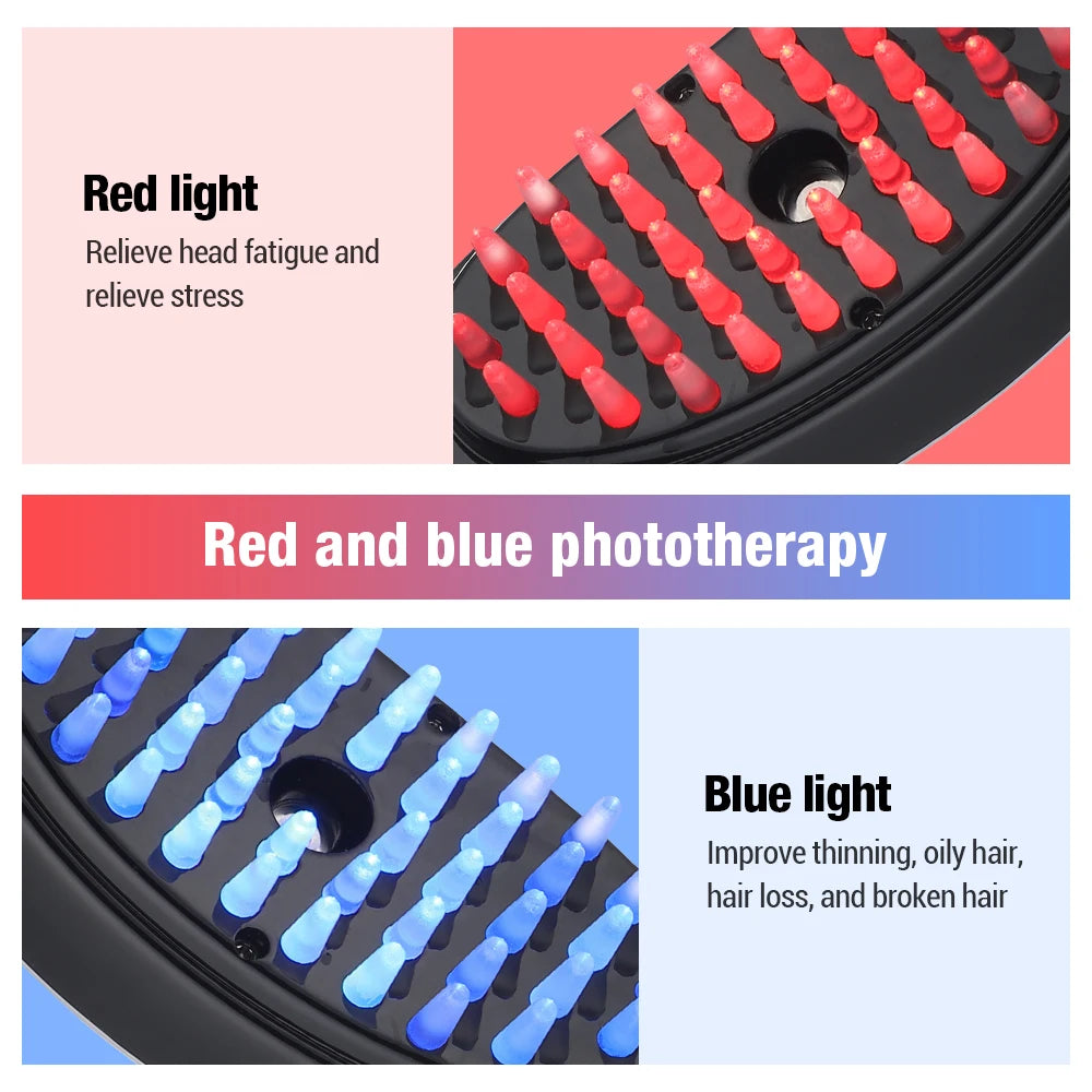 Electric Spray Massage Red Blue Light Hair Massage Comb