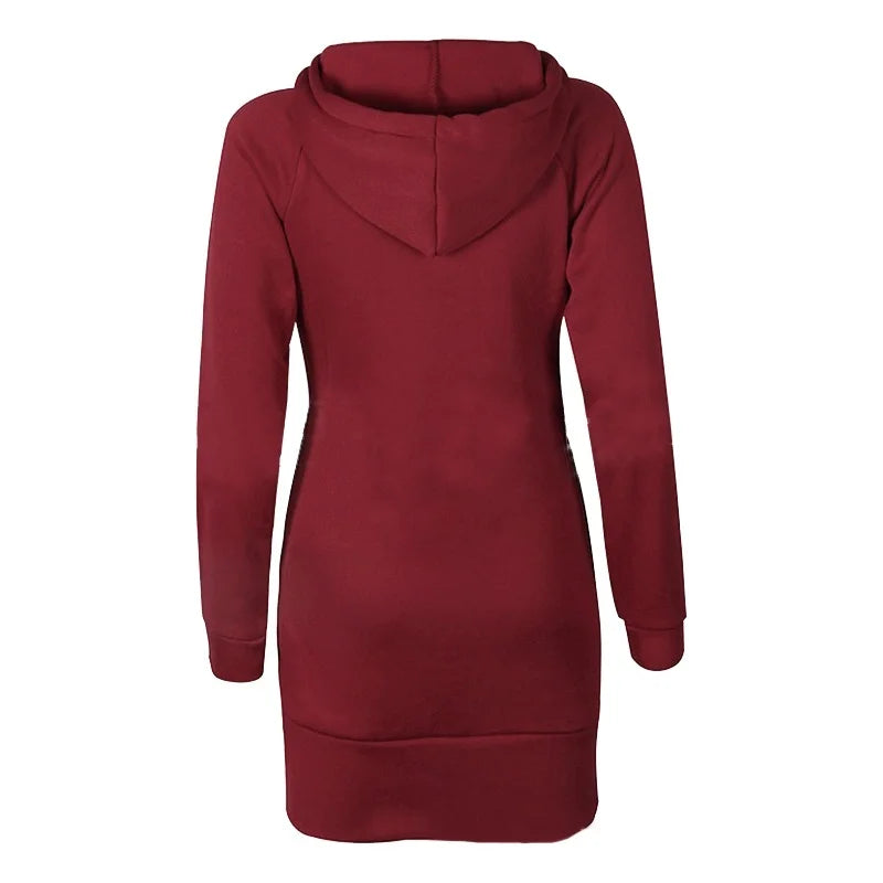 Women's ECG Printed Hoodie Dress - Long Sleeve, Slim Fit, Cotton, S-3XL