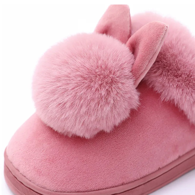 Women's Winter Home Slippers Cute Rabbit Floor Slides
