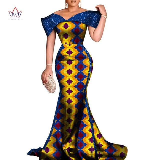 2021 New Custom African Evening Dresses for Women Bazin Dashiki African Dress