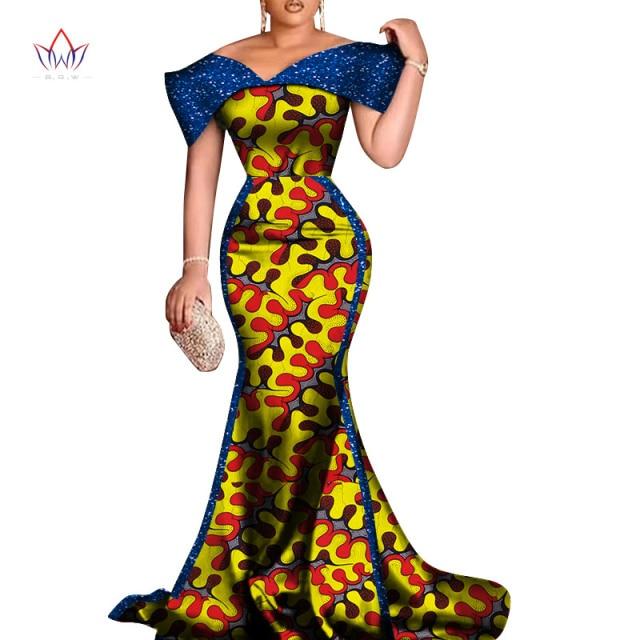 2021 New Custom African Evening Dresses for Women Bazin Dashiki African Dress