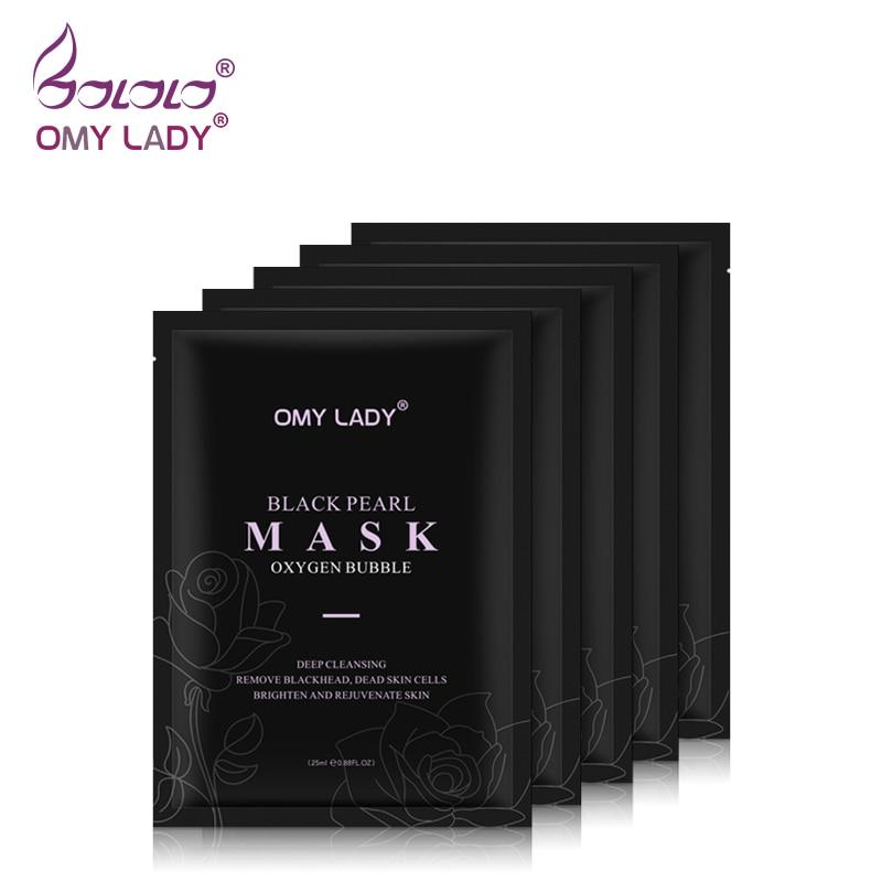 5PCS OMYLADY Oxygen Bubble Facemask Amino Acid Deep Pore Clean Black Face Mask
