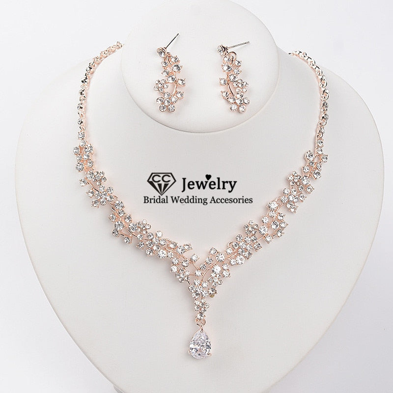CC Necklace and Stud Earring Bridal Jewelry
