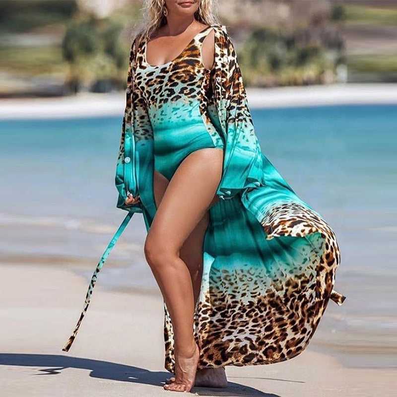 Sexy Leopard Print Swimsuit Swimwear Cover-Up