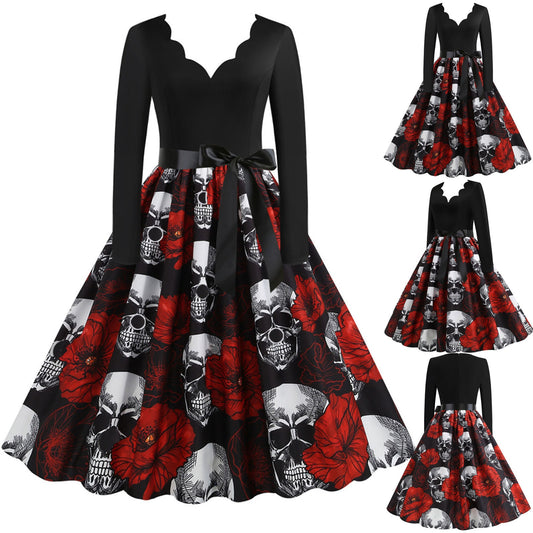 Skull Print Halloween Costumes for Women