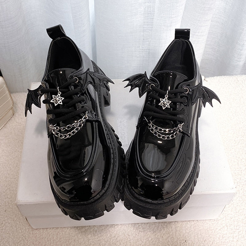 Women Metal Chain Platform Lolita Gothic Shoes