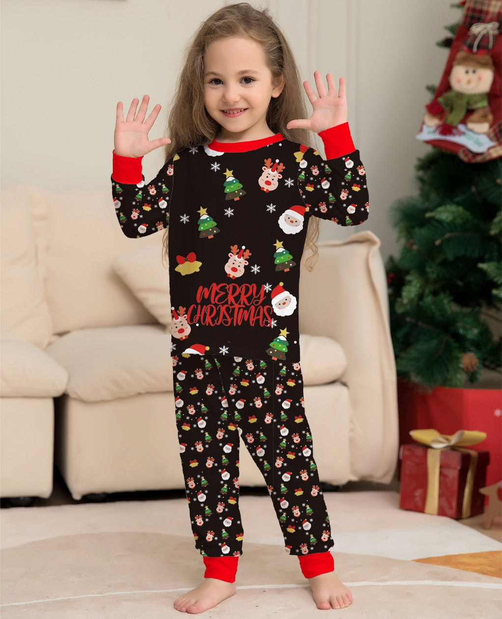 Xmas Family Santa Deer Matching Pajamas Set
