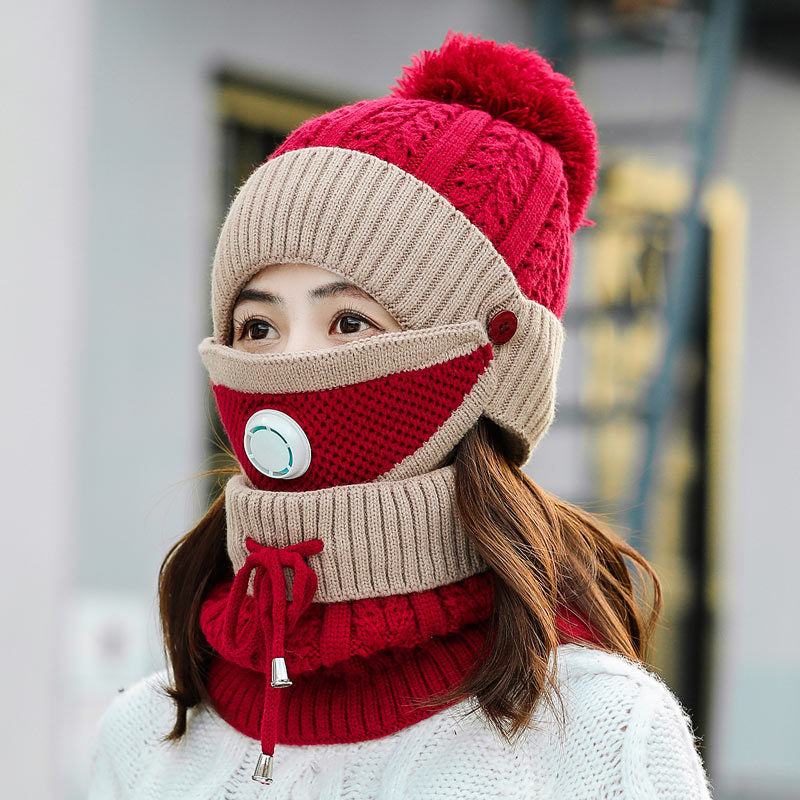 Brand Winter Knitted Scarf Hat Set