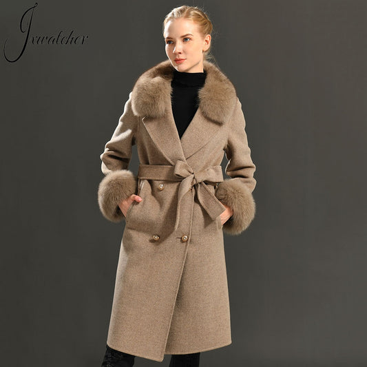 Women Cashmere Wool Trench Jacket