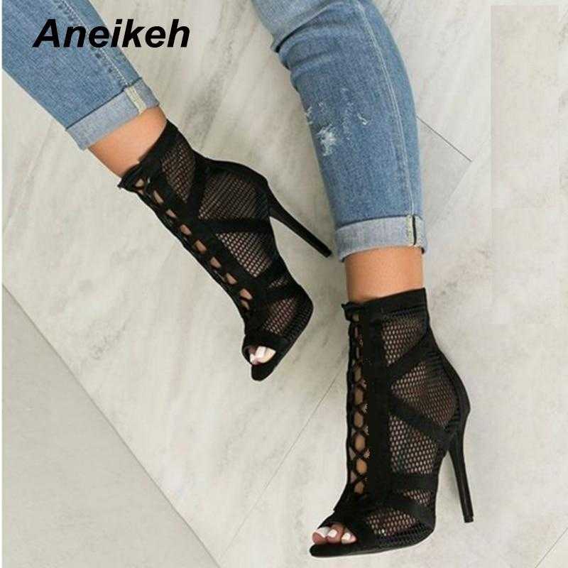 Aneikeh 2021 Fashion Basic Sandals Boots Women High Heels Pumps
