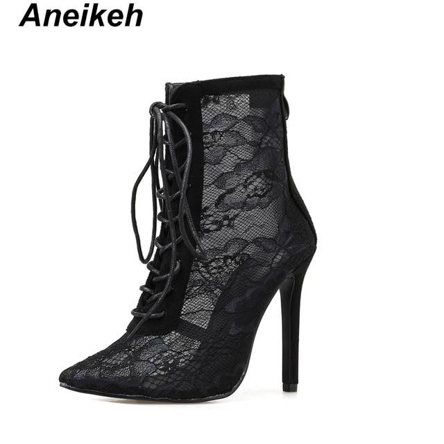 Aneikeh 2021 Fashion Basic Sandals Boots Women High Heels Pumps