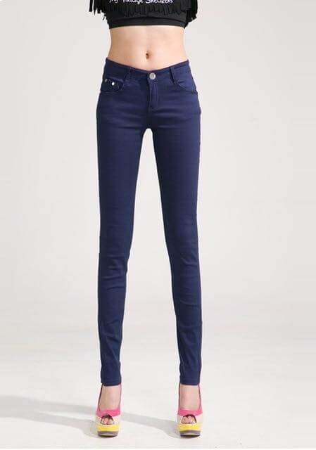 Autumn Mid Waist Zipper Slim Fit Skinny Full Length Female Fashion Trousers