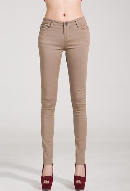 Autumn Mid Waist Zipper Slim Fit Skinny Full Length Female Fashion Trousers
