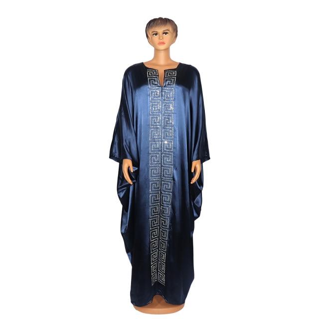Fashion African Dress Muslim Islamic style robe imitation silk hot Hot Fix Rhinestone