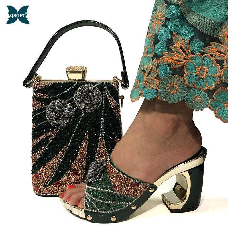 Fashionable Italian Silver Color Shoes and Bag Sets