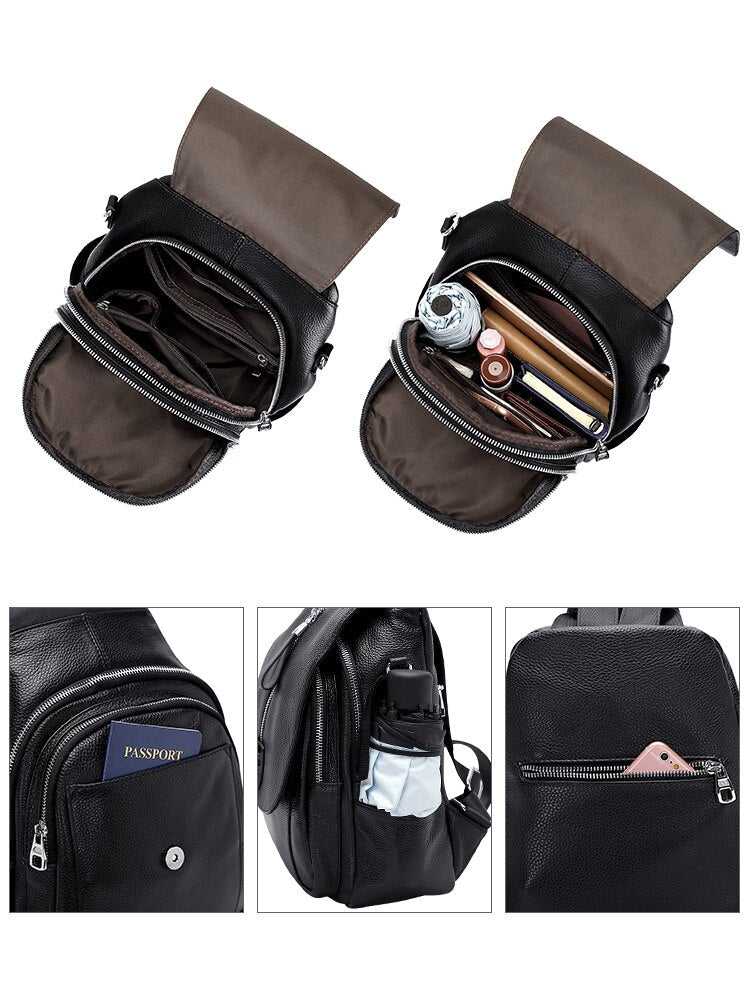 Genuine Leather Women Backpack Convertible Shoulder Bag