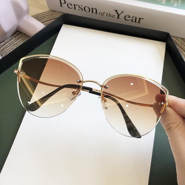 High Quality Women's Oval Cat Eye Luxury Sunglasses Female Driving Glasses