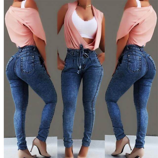 High Waist Jeans For Women Slim Stretch Denim