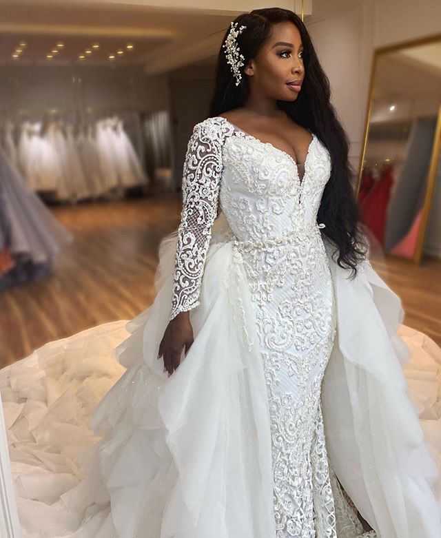 Luxury African Long Sleeve Mermaid Wedding Dresses
