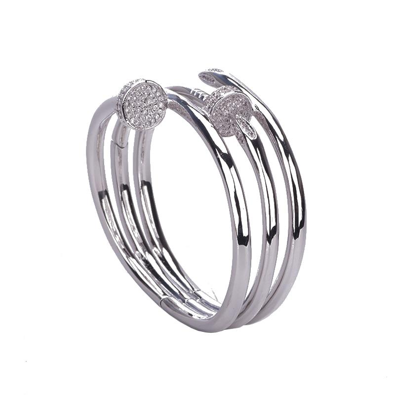 Luxury Fashion Bracelet Double Ring Nail with Ring Copper Zircon Bracelet Wedding Party