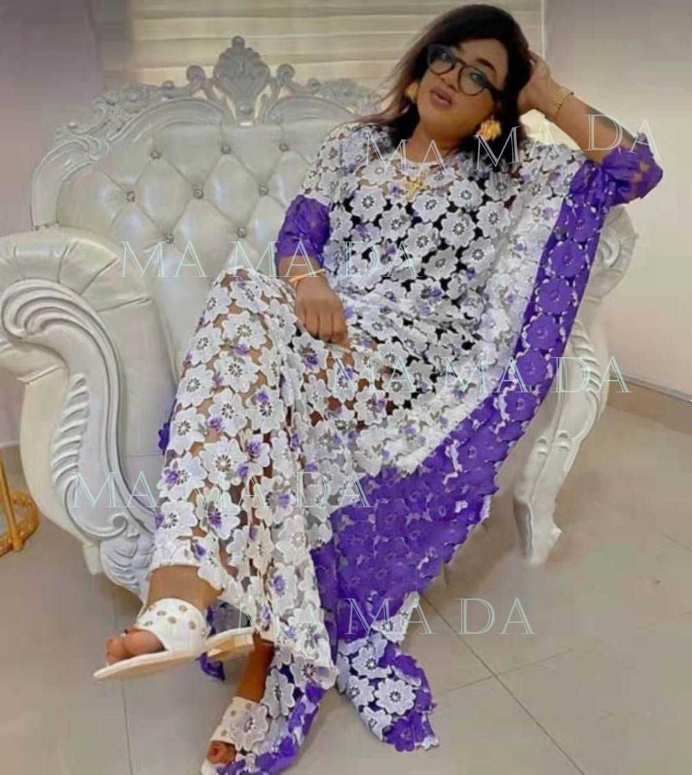 New African Stylish Dashiki Abaya Plus Free Size Maxi Dresses + Inside 2 Piece Print Cord Lace Boubou For Ladies Women