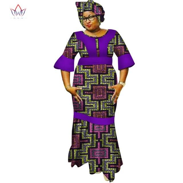 New Dashiki Women Long Dresses with Headscarf Bazin Riche African Patchwork Dresses