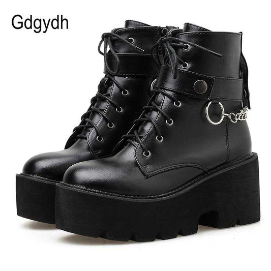 New Sexy High Quality Chain Leather Autumn Women Boots