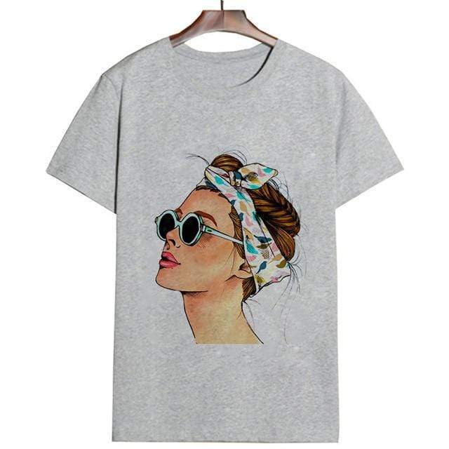 Plus Size Women Summer Vogue Print Lady Casual T-shirt Tops Harajuku Streetwear Short Sleeve O-Neck Tops Tees Camisetas Mujer