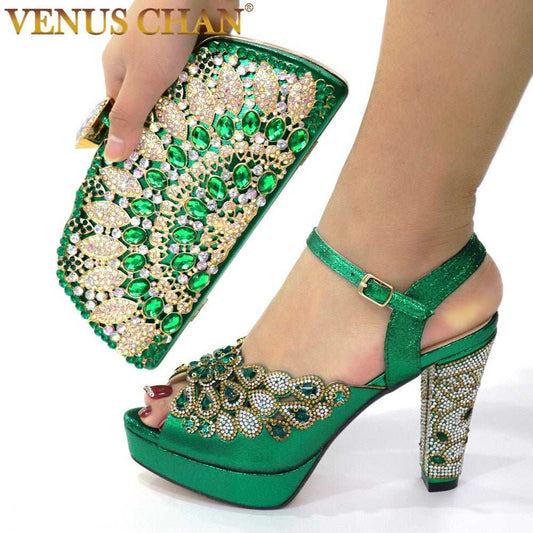 Print Design Shoes and Evening Bag Set