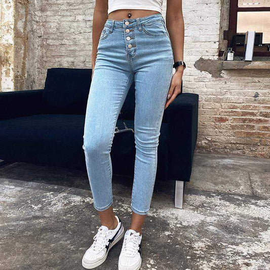 Stretch High Waist Jeans Skinny Slim Fashion Washed Denim