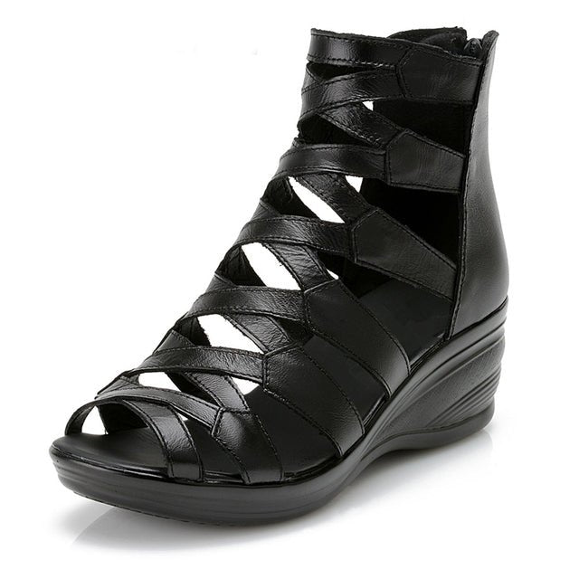 Summer Fashion genuine leather wedges flat sandals