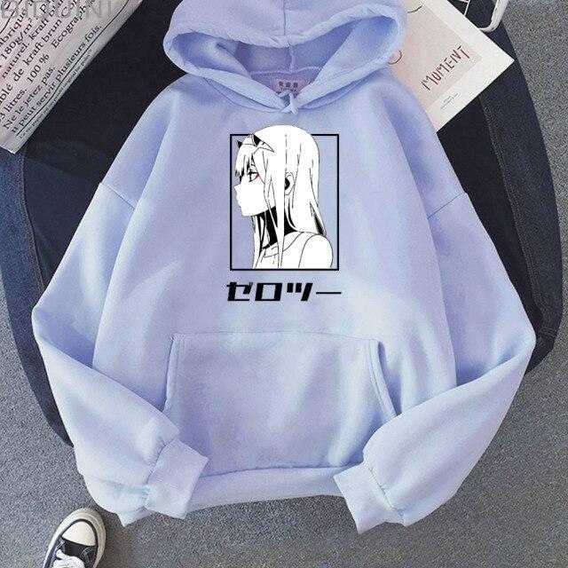The FranXX Anime Hoodie Zero Two Print Kawaii Aesthetic Streetwear Loose Sweatshirt Pullover