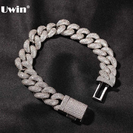 UWIN 14mm Cuban Chain Bracelet AAA Iced Out Cubic Zirconia Bracelets