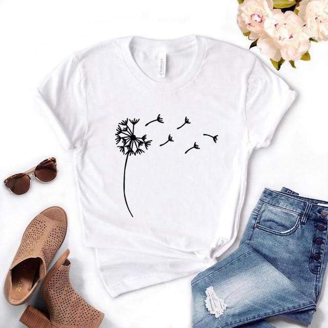 Wildflower Dandelion Print Women tshirt Cotton Casual Funny t shirt Gift For Lady Yong Girl Top Tee