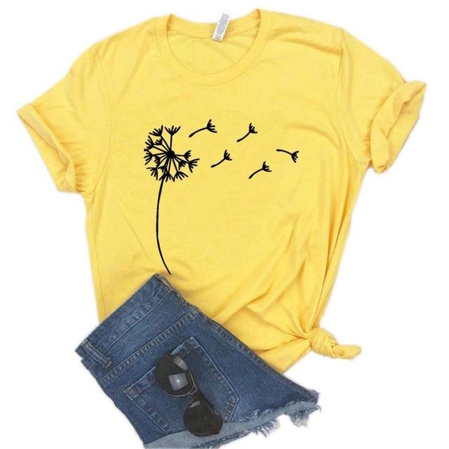 Wildflower Dandelion Print Women tshirt Cotton Casual Funny t shirt Gift For Lady Yong Girl Top Tee