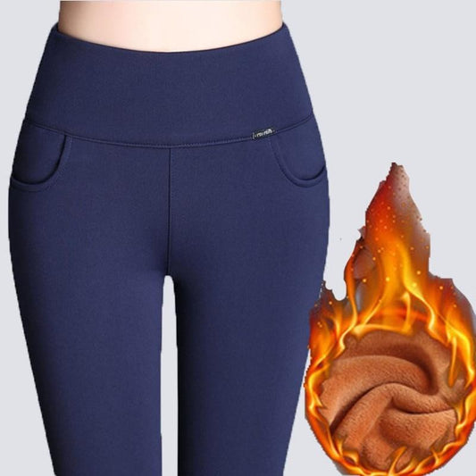 WKOUD Winter Thick Women Leggings Plus Size High Waist Stretch