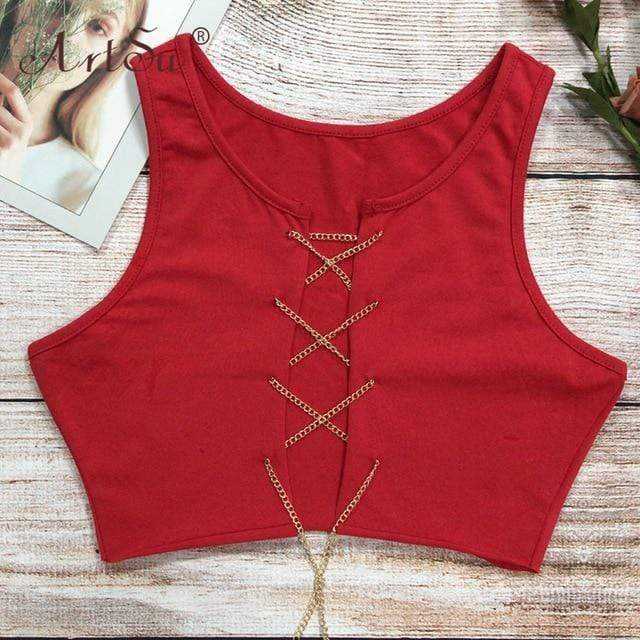 Women Adjustable Lace Up Hollow Out Tank Tops Tees Camisole