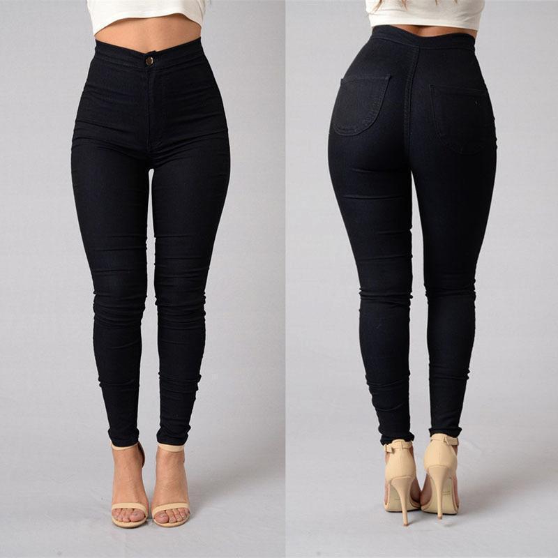 Women Denim Skinny Jeggings Pants High Waist Stretch Jeans Slim Pencil Trousers