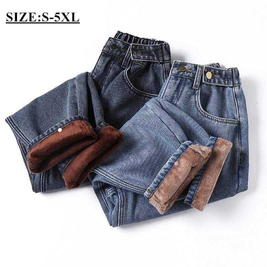 Women High Waist Casual Streetwear Blue Denim Pants Plus Size 5XL