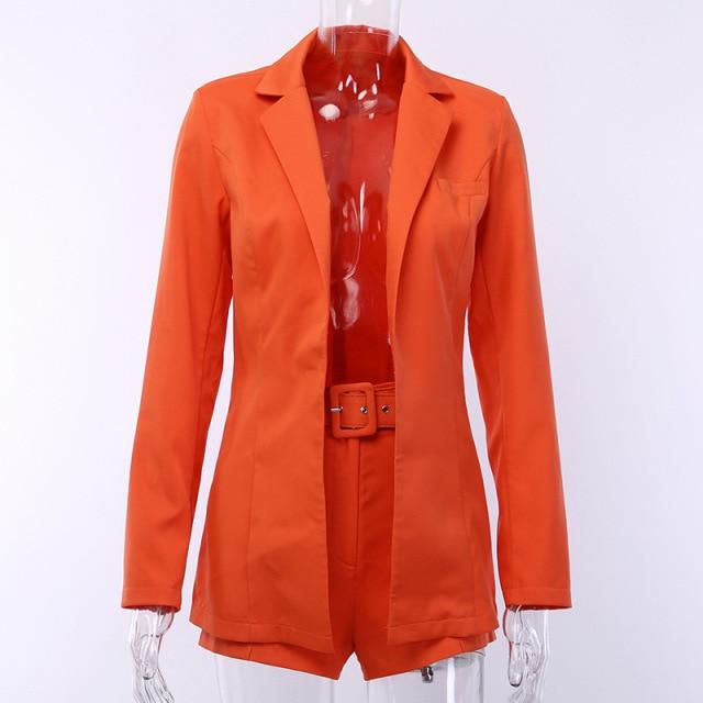 Women Jacket Blazer Suit Fashion Casual Ladies Solid Color Two Piece Office Wear