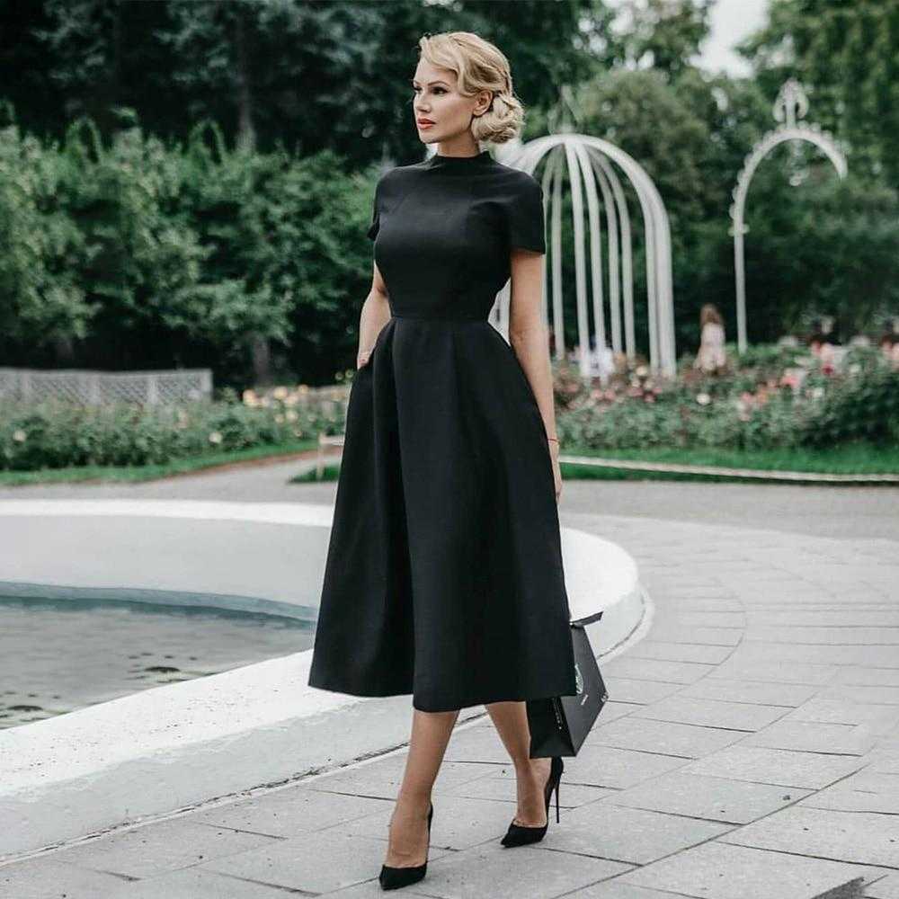 Women Vintage Ladies High Quality Elegant Black Dress