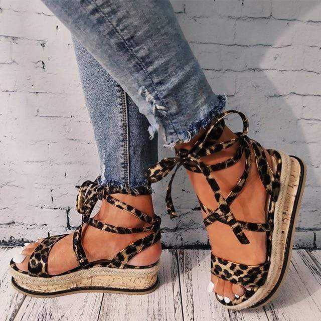 Women wedge Sandals Summer Snake Shoes Ethnic Print Fashion