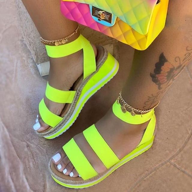 Women wedge Sandals Summer Snake Shoes Ethnic Print Fashion