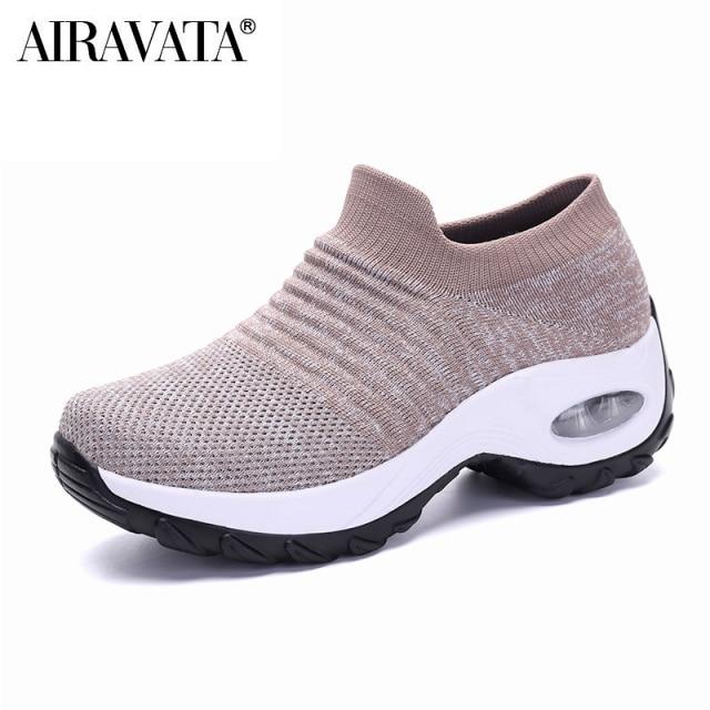 Women's Casual Shoes Chunky Sneakers Fashion Knitted Casual Loafers Size 35-42