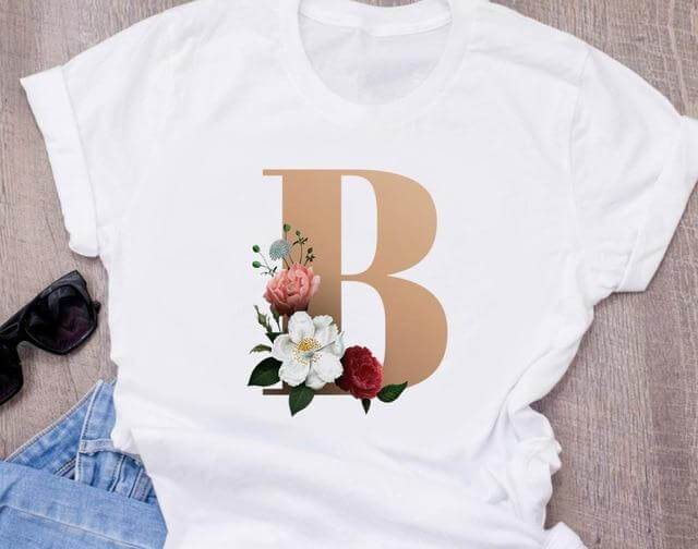 Women's High Quality Printing T-Shirt Flower Short Sleeve